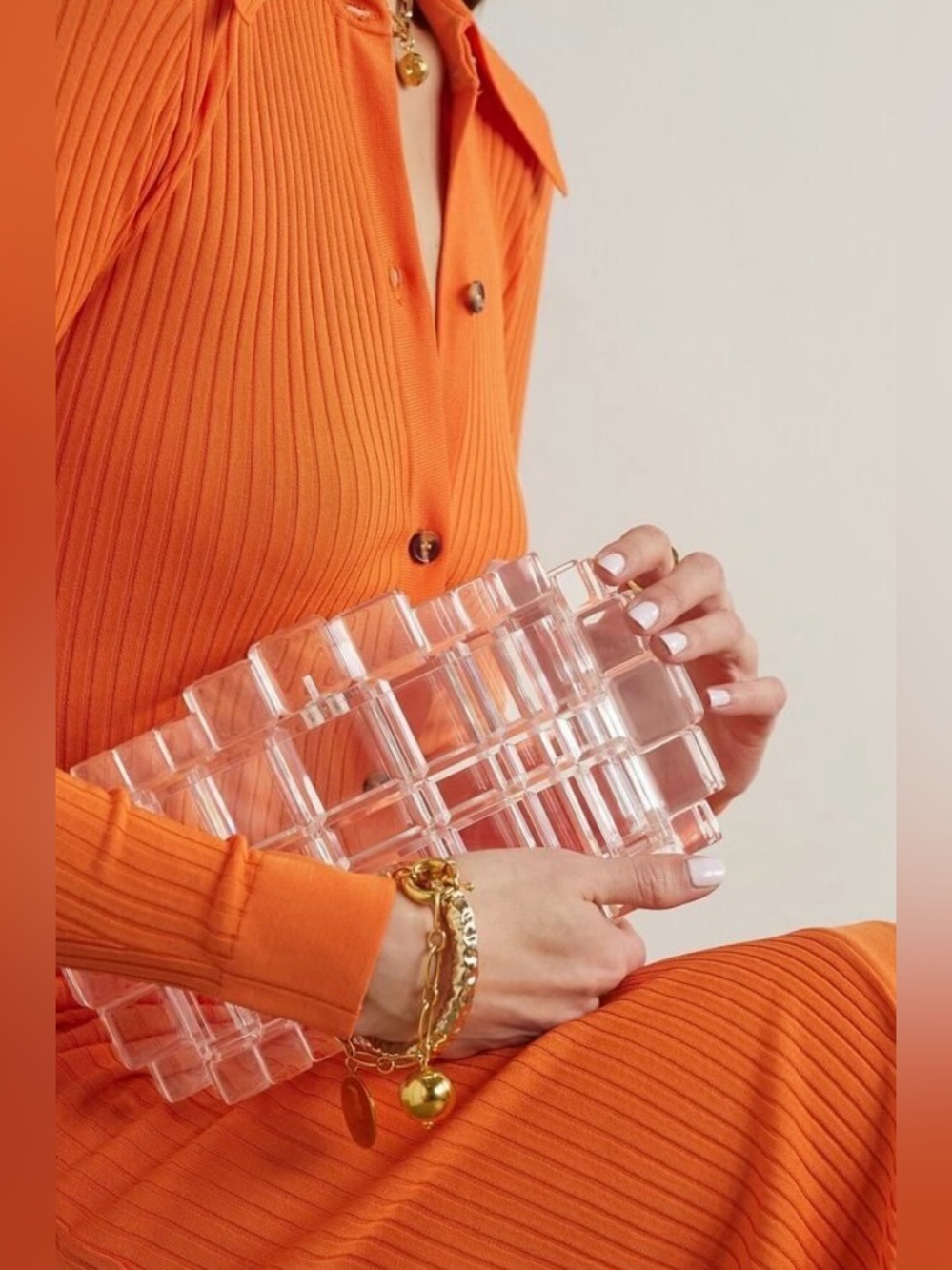 Cult Gaia Eden Clutch, Clear, Art Deco Art Piece / Bag